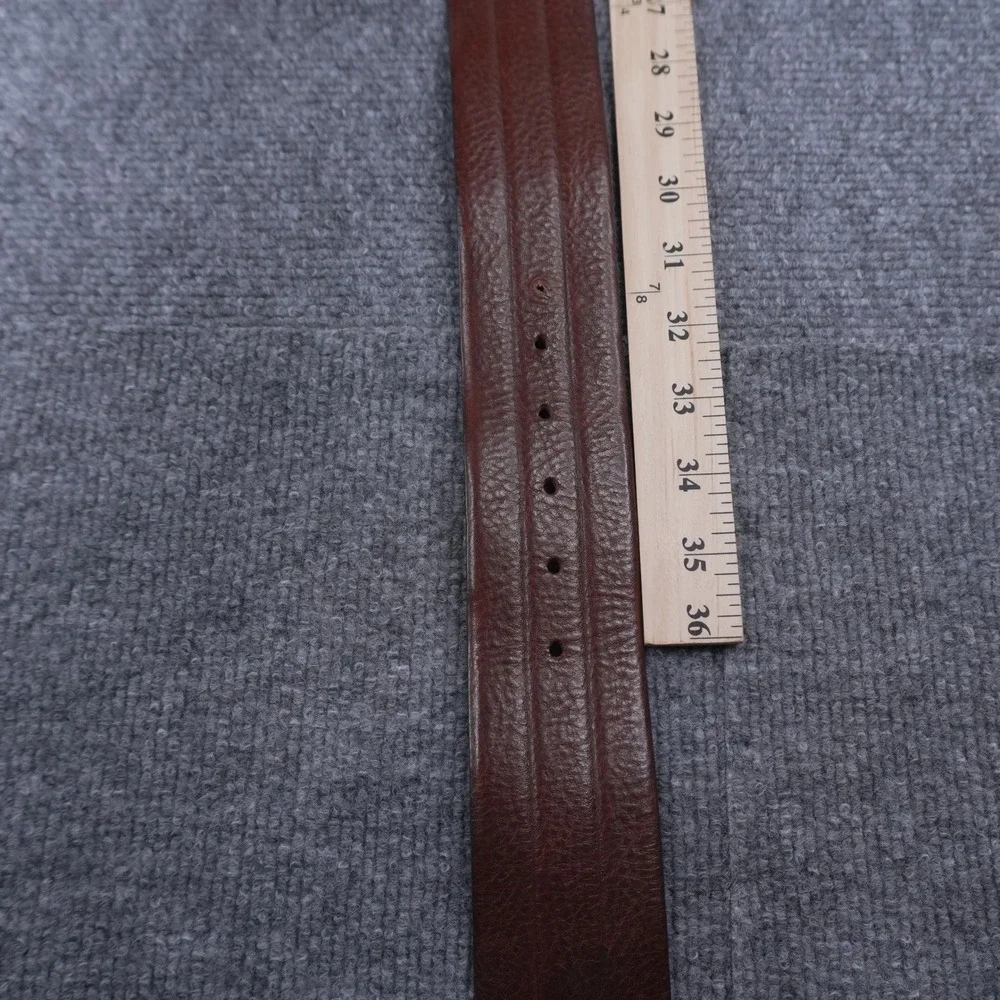 Massimo Dutti Leather Belt Womens 85 Brown Wide Ribbed Gold Buckle Spain